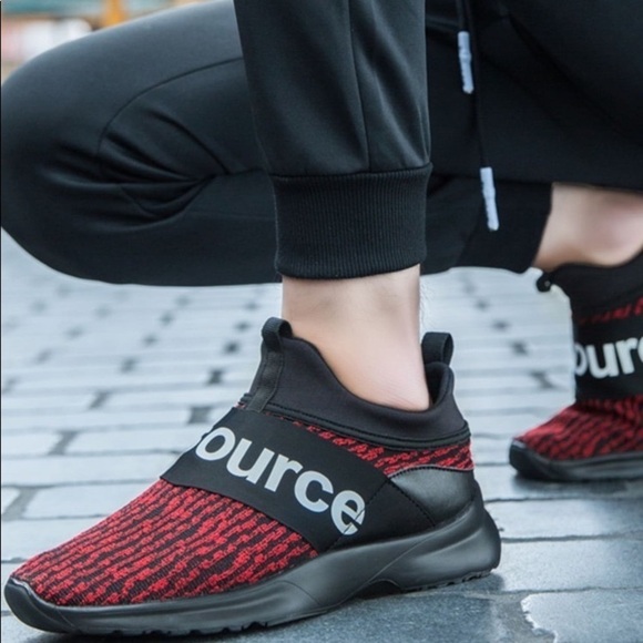 Sneakers Mens,Letter Graphic,Knit,Slip On Sock,Black/White,Size 46-US 13 - Picture 10 of 13